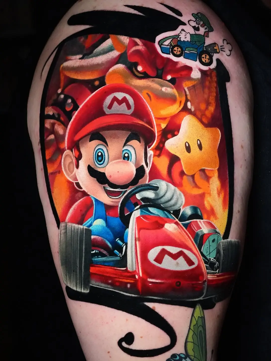 Vibrant Mario Kart Tattoo Full of Nostalgia