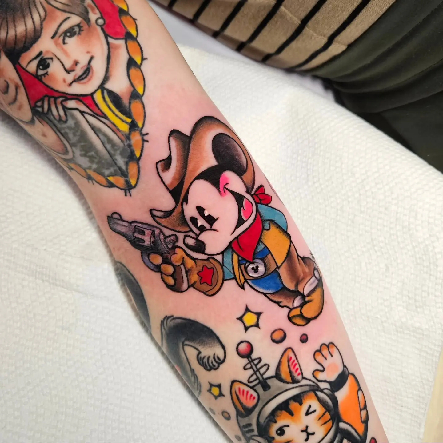 Whimsical Mickey Mouse Cowboy Tattoo Design