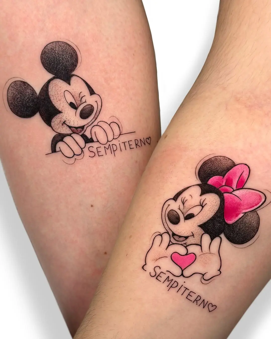 Playful Mickey and Minnie Mouse Tattoo Designs