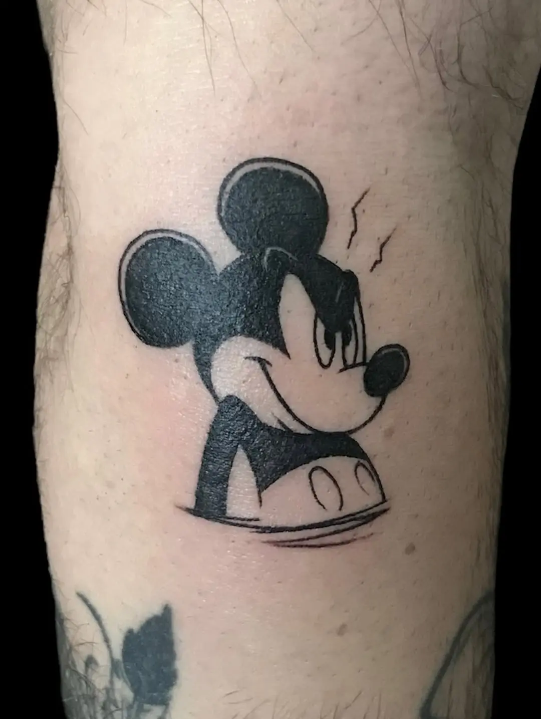 Classic Mickey Mouse Tattoo with Bold Lines