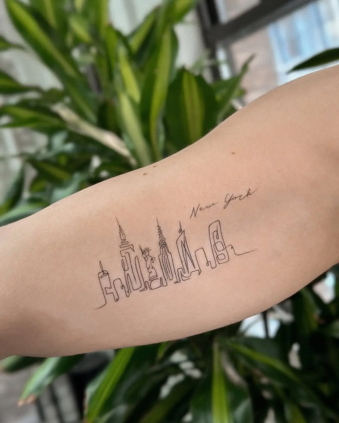 Minimalistic New York Skyline Tattoo Design