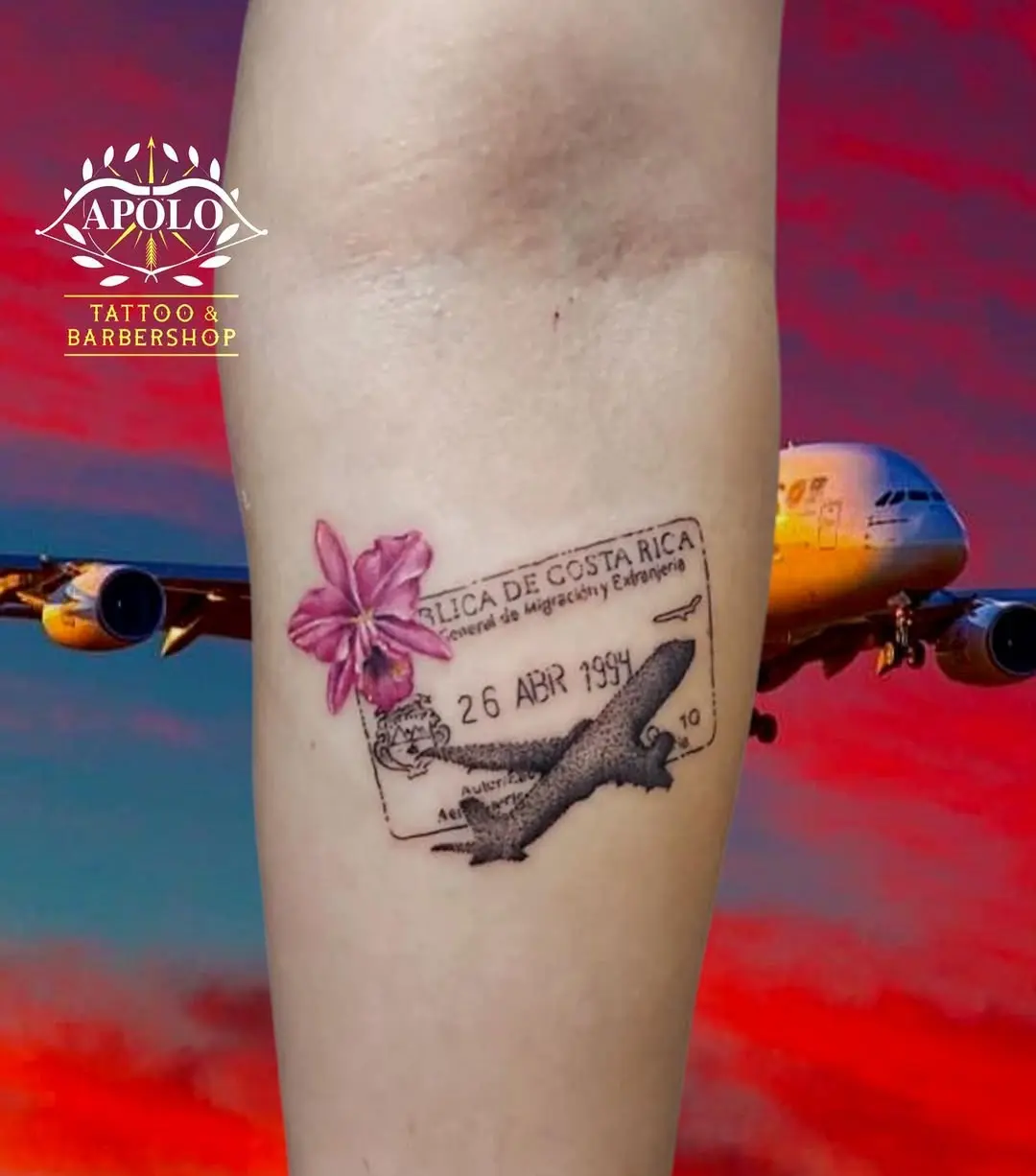 Costa Rica travel-inspired passport tattoo design