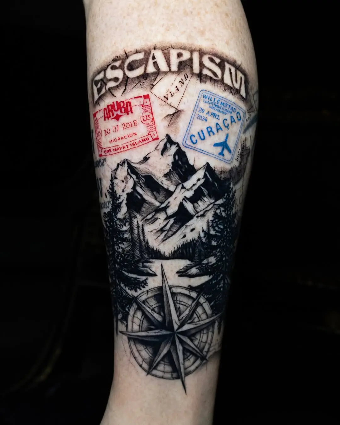 Unique passport tattoo showcasing travel inspirations