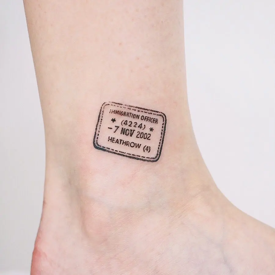 Unique Immigration Stamp Inspired Tattoo Design