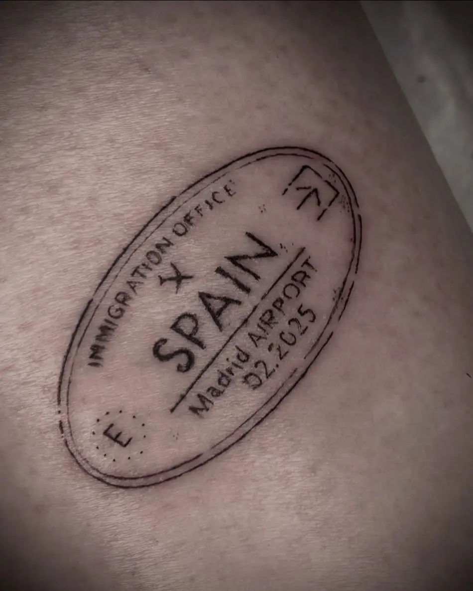 Stylish Spain Immigration Tattoo Design