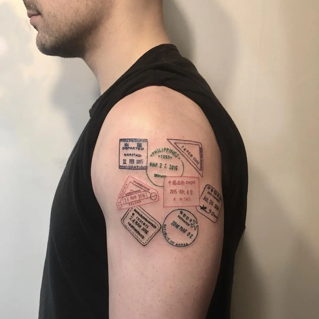 Unique passport stamps inked on skin