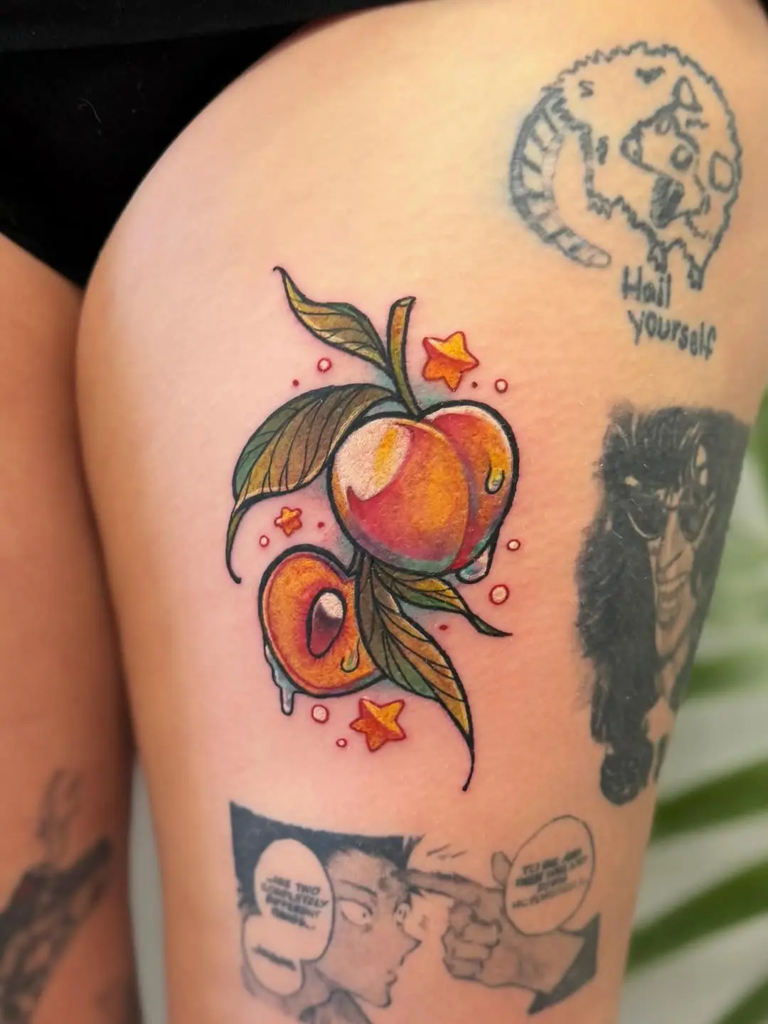 Vibrant peach tattoo for fruity vibes