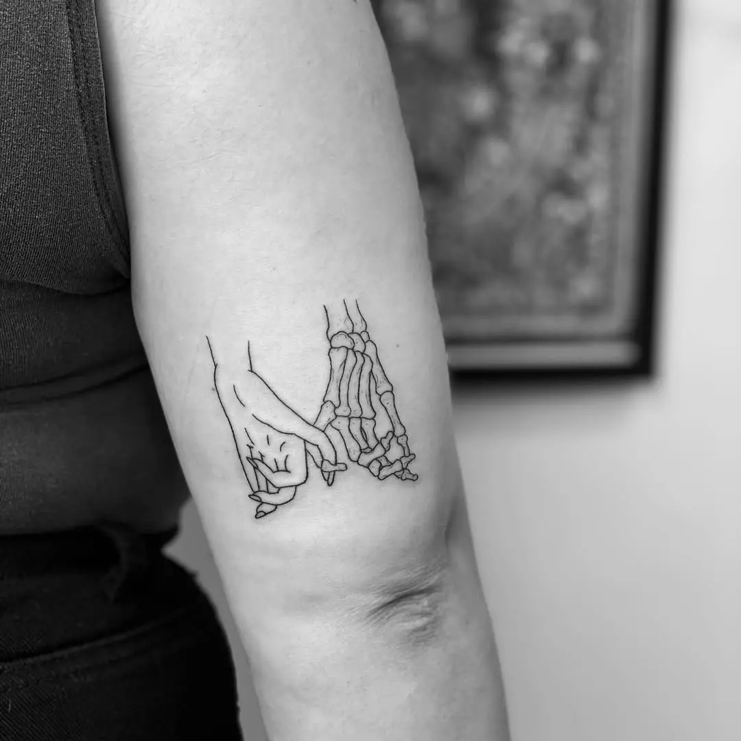 Stylish Pinky Promise Skeleton Hand Tattoo