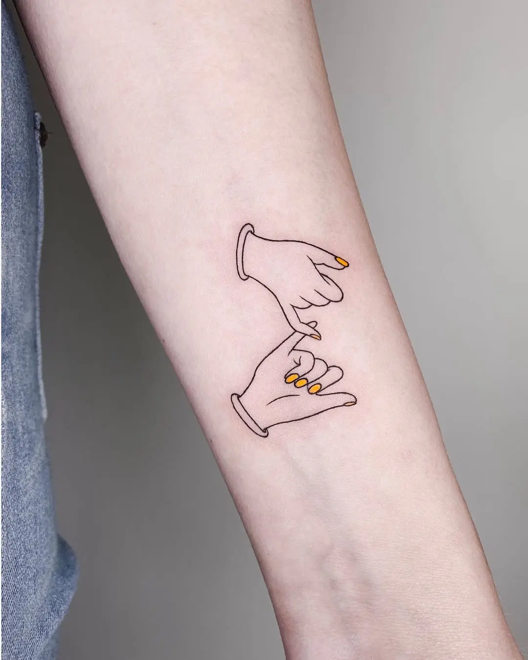 Minimalist design of hands making a promise
