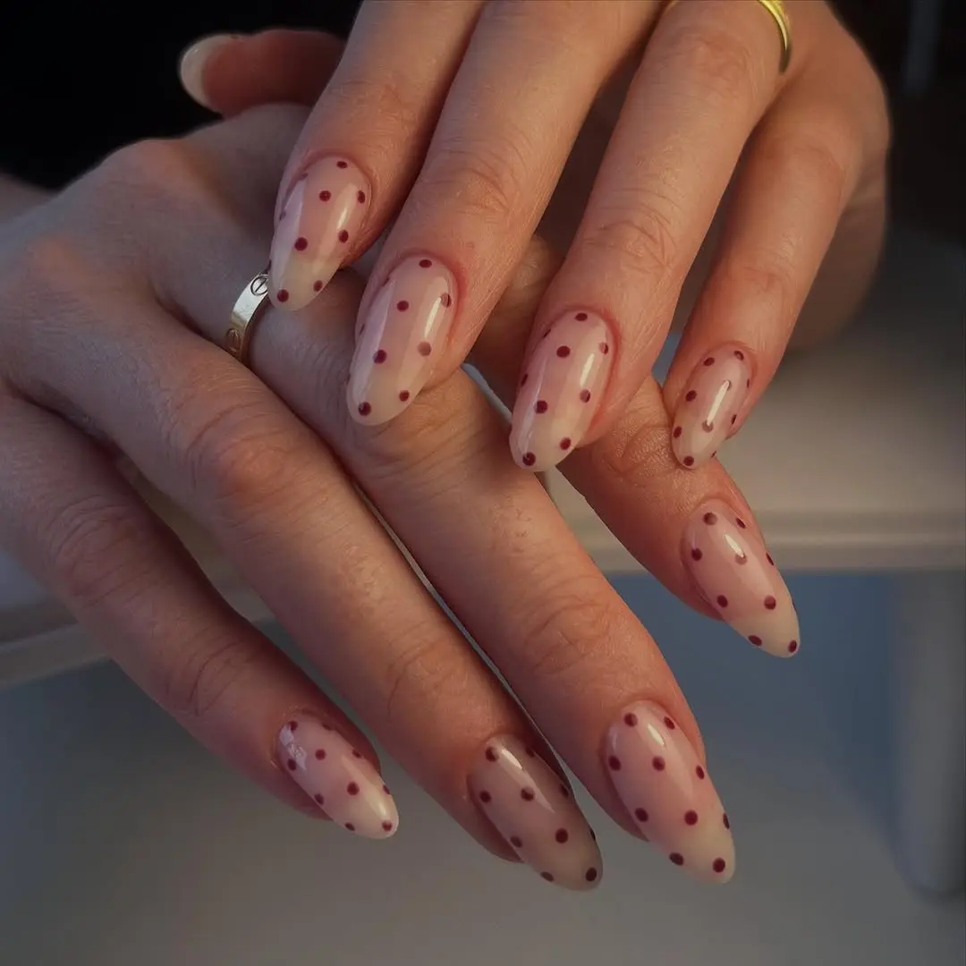 Chic Polka Dot Nail Design with Red Dots