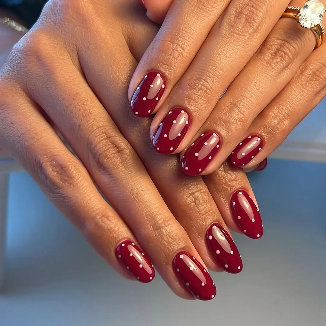 Chic Red Polka Dot Nail Art Design
