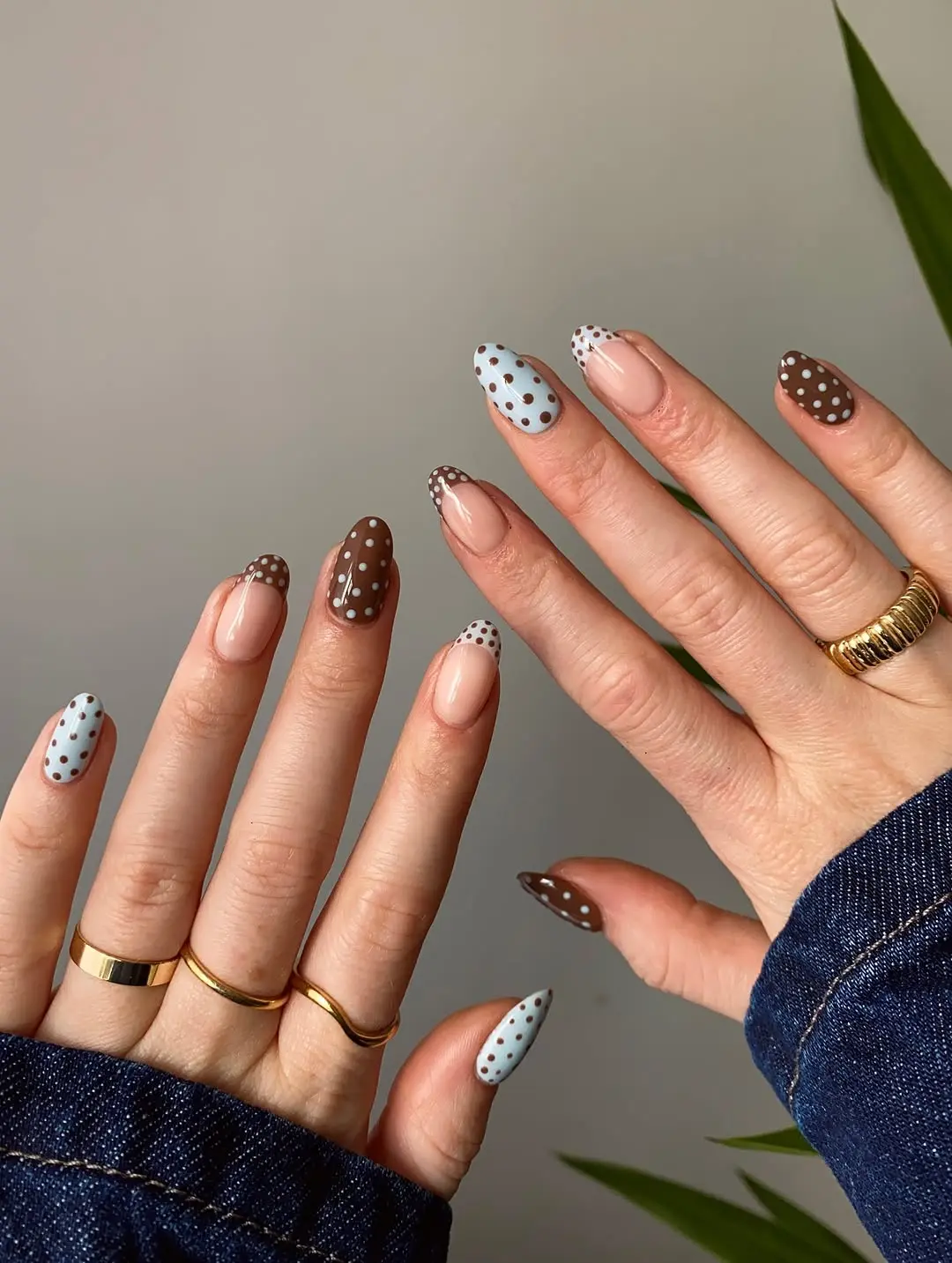 Chic polka dot nails in soft colors