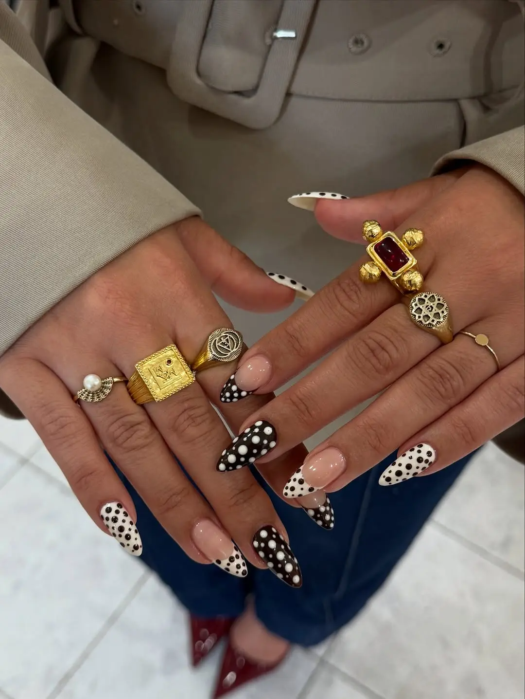 Chic Polka Dot Nails with a Unique Twist