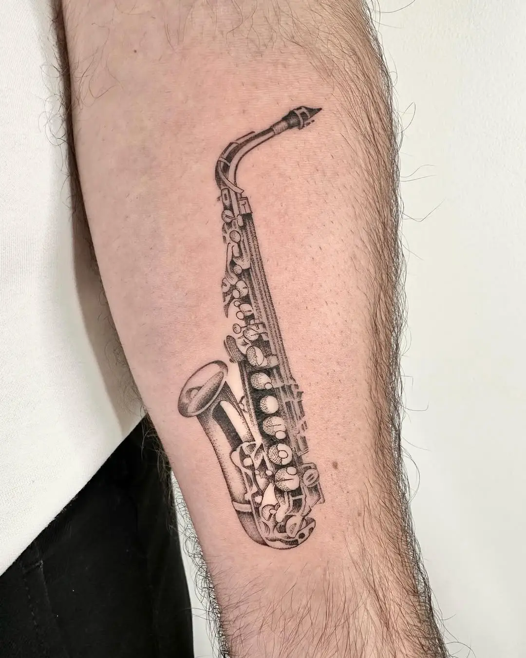 Stunning Saxophone Tattoo Celebrating Jazz Music