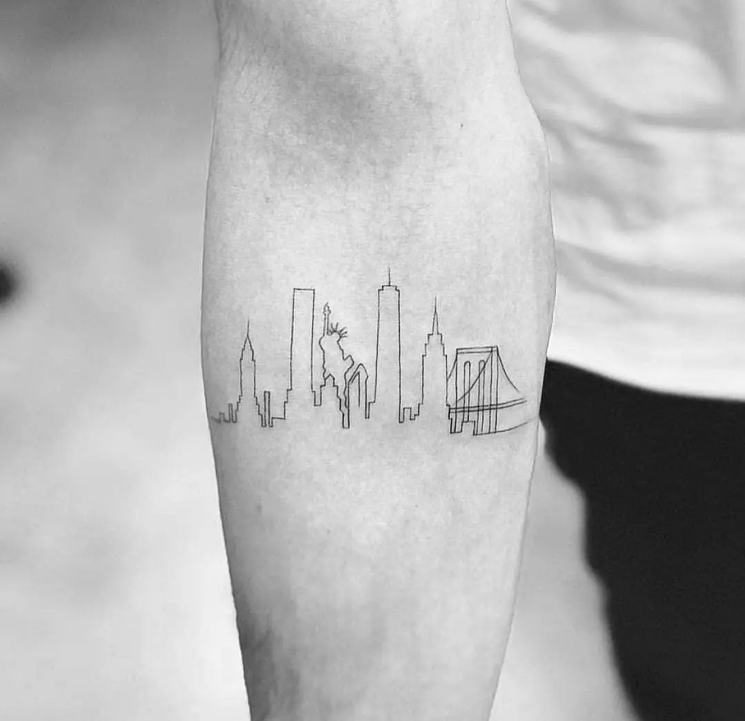 Stylish minimalist skyline tattoo for urban lovers