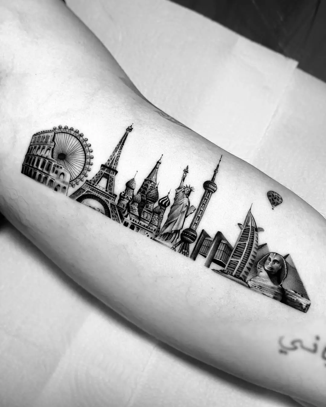 Diverse Landmarks in a Striking Tattoo Design