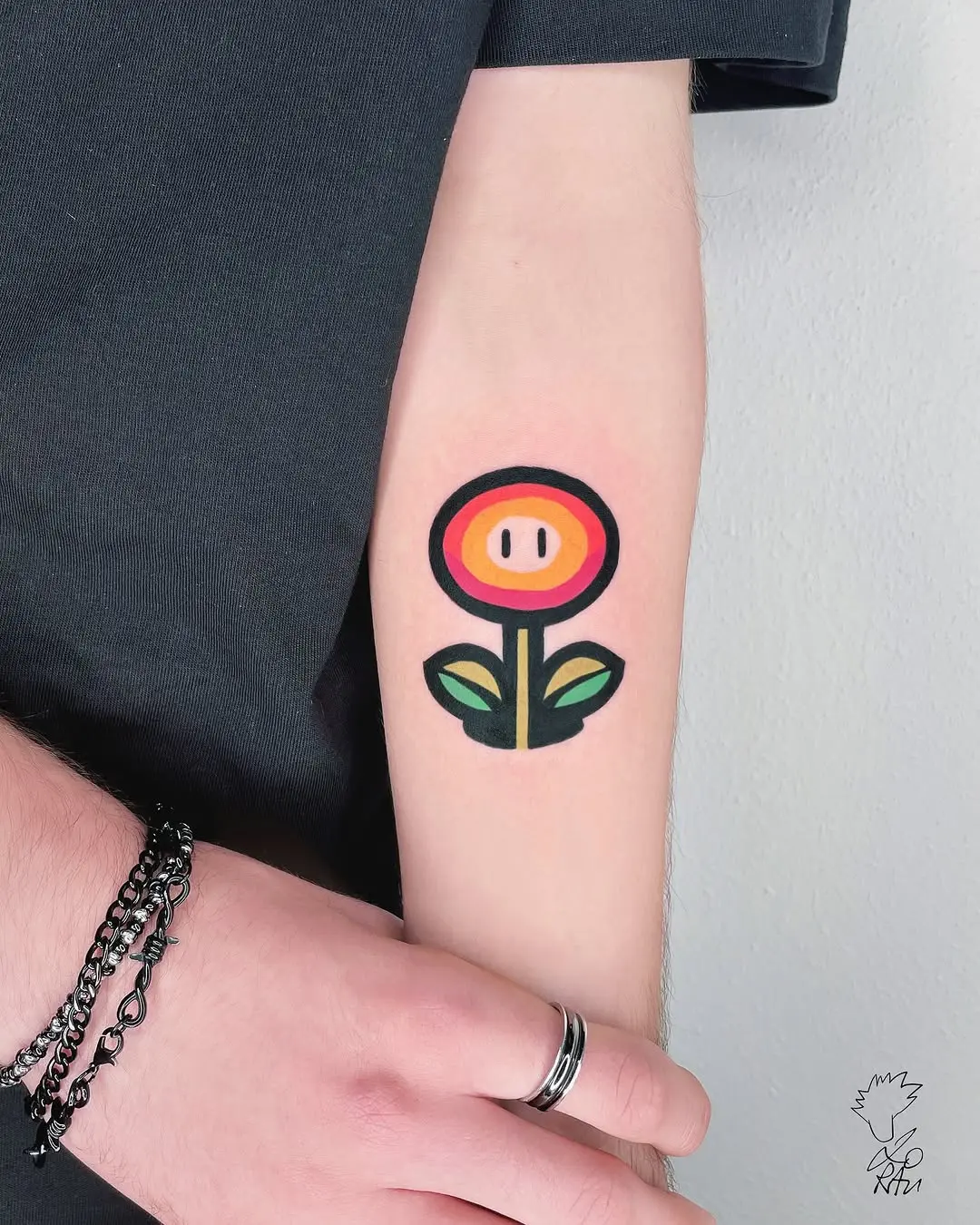 Vibrant Super Mario Flower Tattoo Design