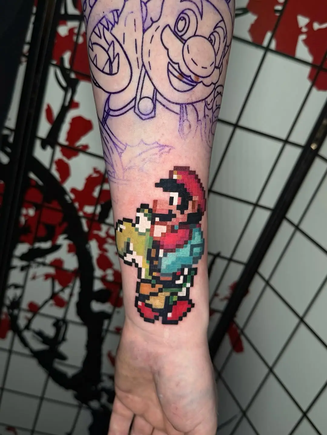Classic Mario Pixel Art Tattoo Design
