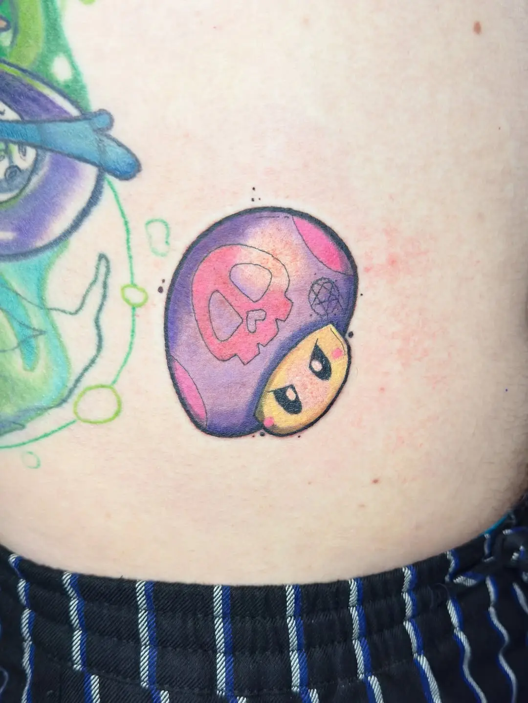 Unique Mario-Inspired Skull Mushroom Tattoo