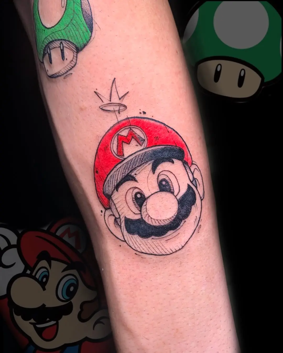 Classic Mario tattoo with a playful vibe