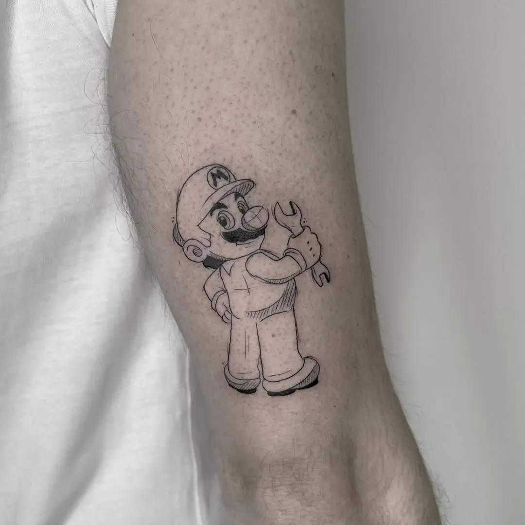 Classic Mario Tattoo with a Wrench