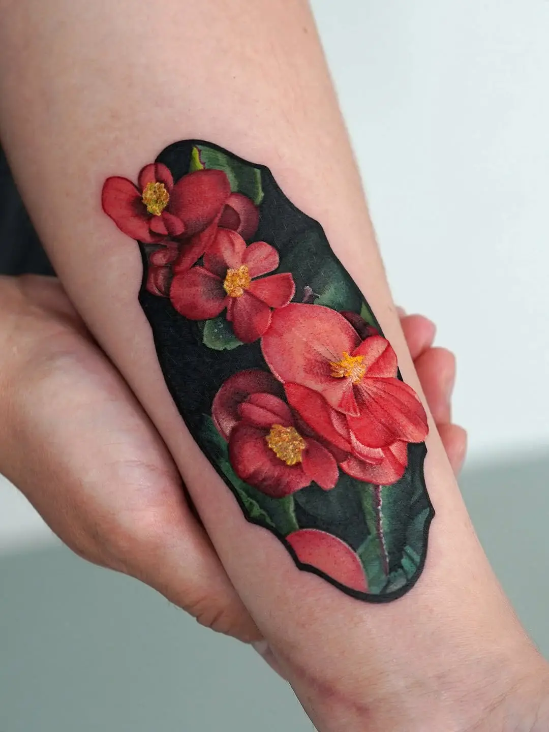 Stunning Begonia Tattoo Showcasing Nature's Beauty
