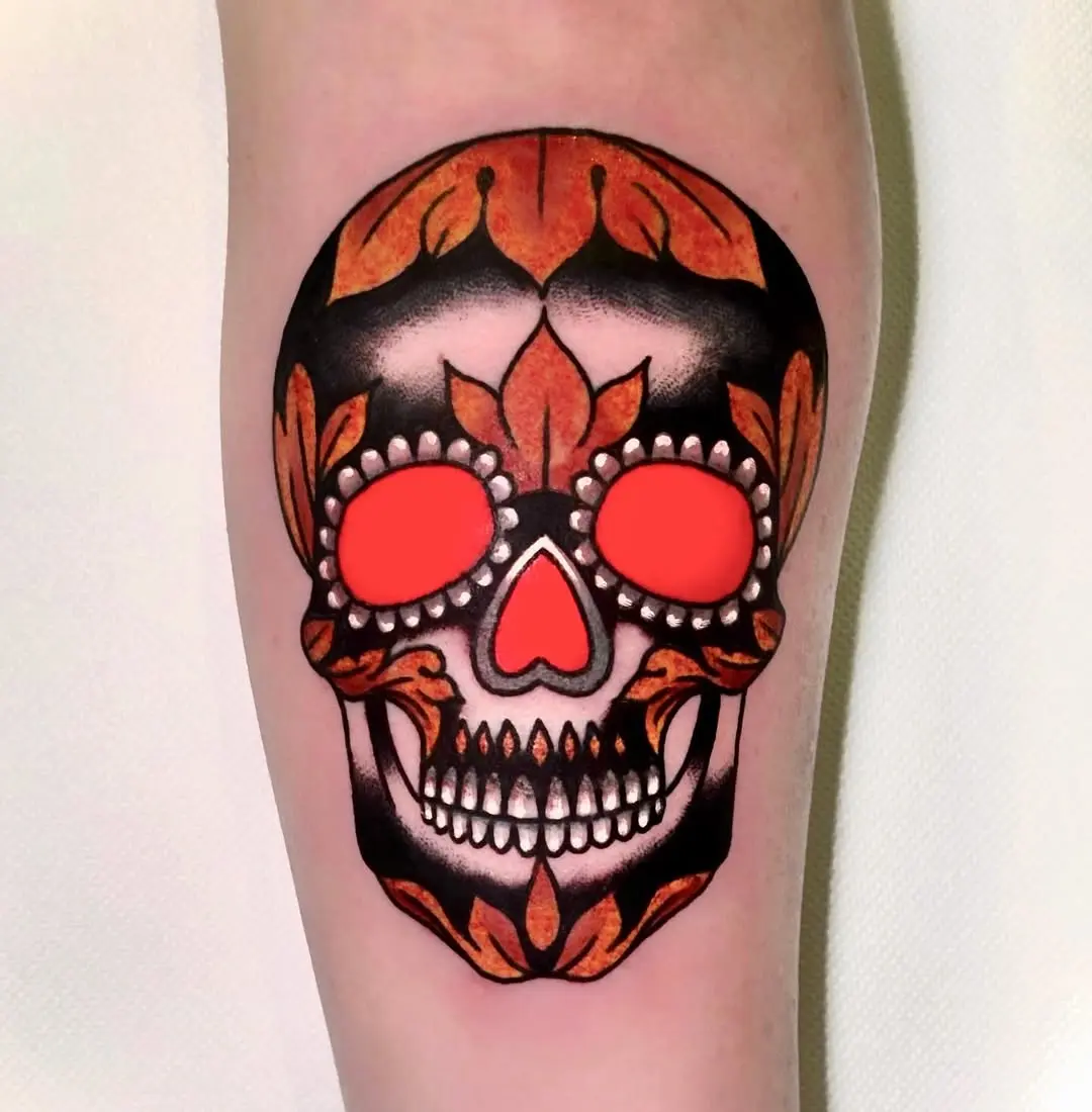 Colorful Sugar Skull Tattoo Demonstrating Vibrant Artistry