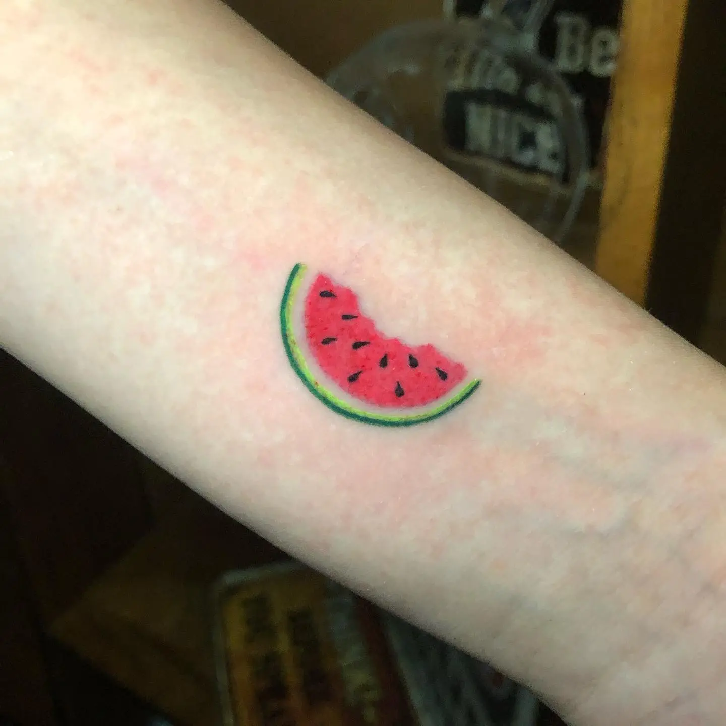 Charming Watermelon Slice Tattoo on Arm