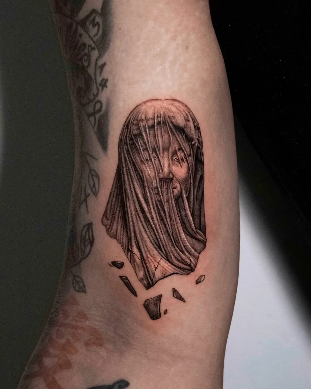 A striking Virgin Mary tattoo design