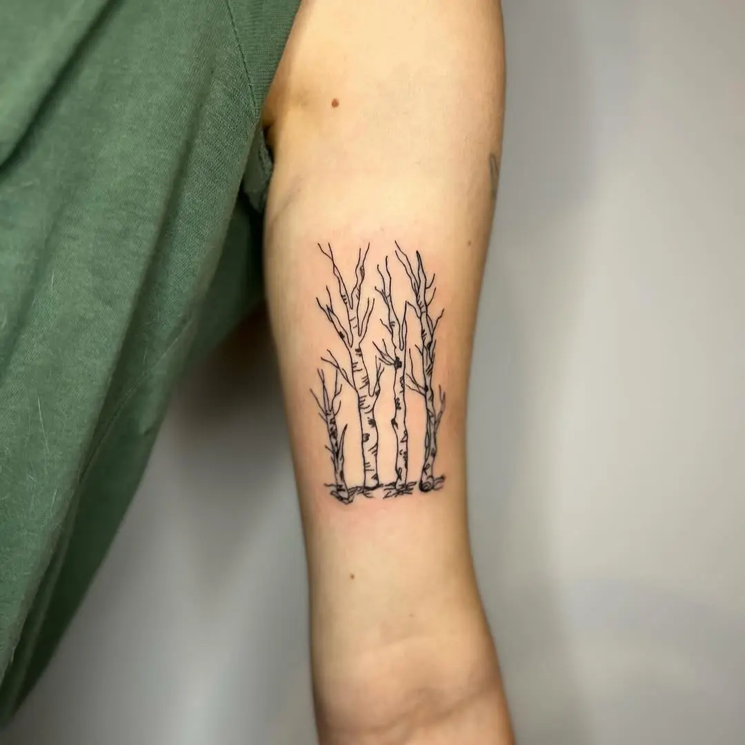 Elegant Minimalist Birch Tree Tattoo Design