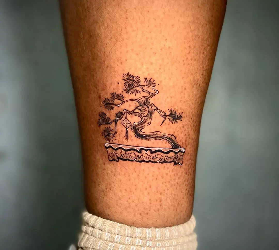 Elegant bonsai tattoo showcasing intricate details