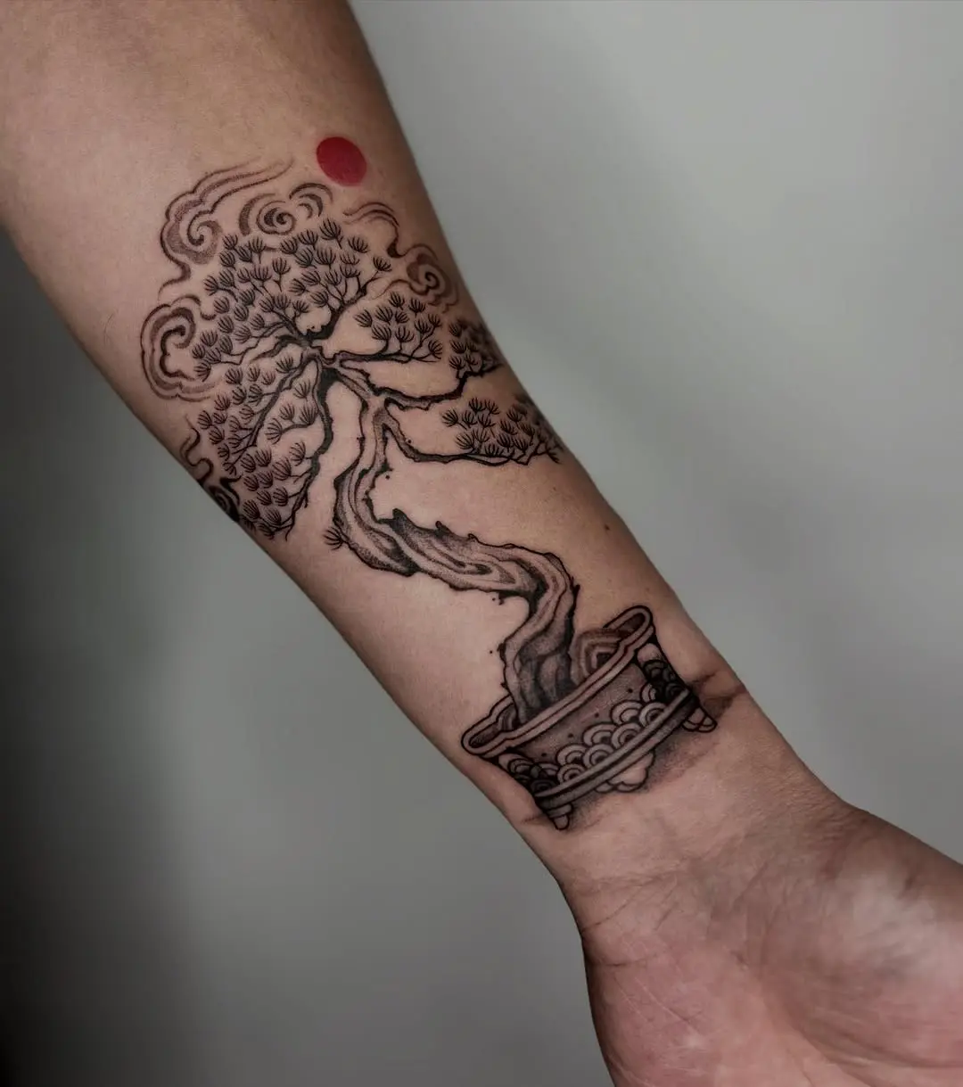Elegant bonsai tattoo showcasing natural beauty