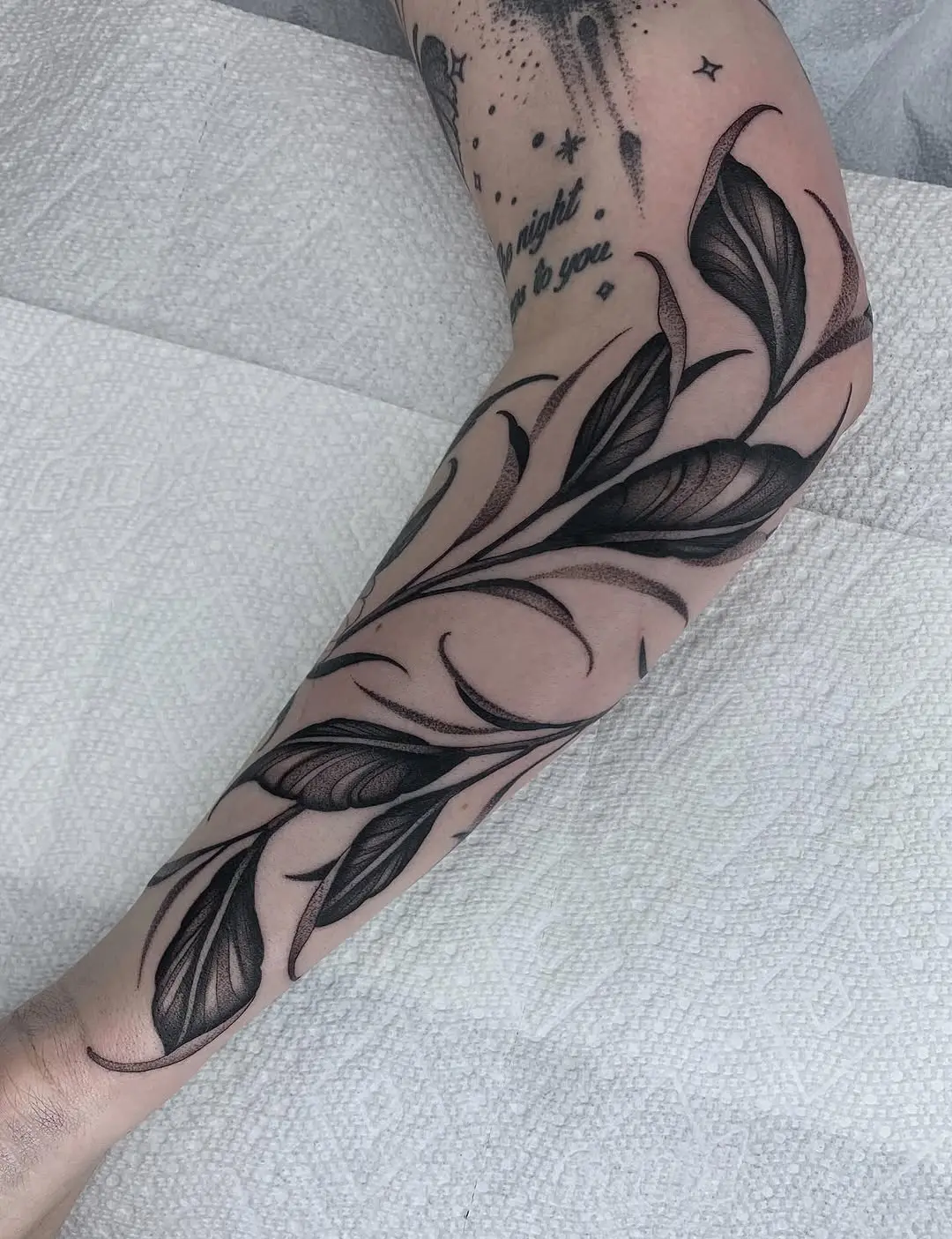 Stunning black and gray branch tattoo design
