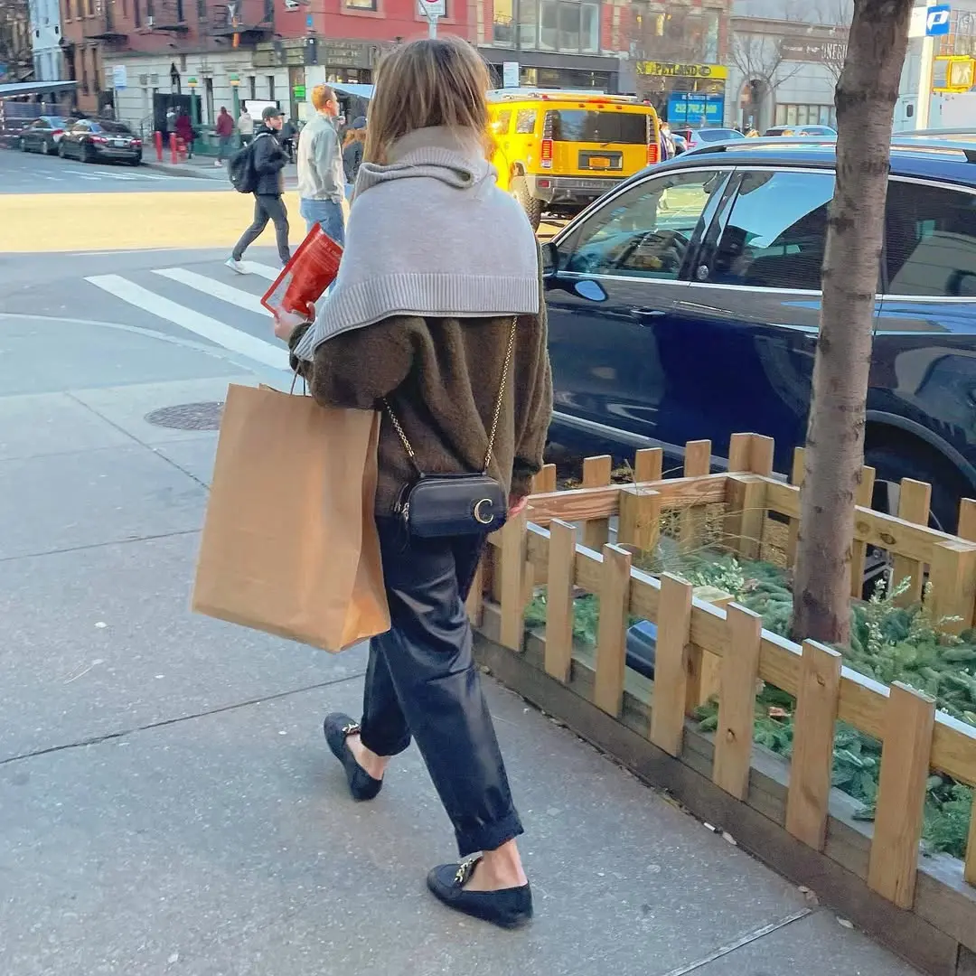 Effortless Chic with Leather Pants and Sweater