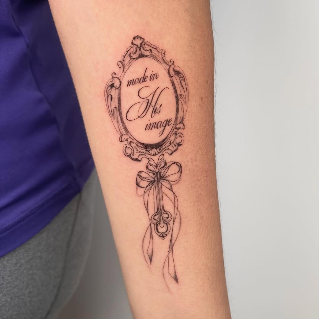 Unique Script in a Decorative Frame Tattoo