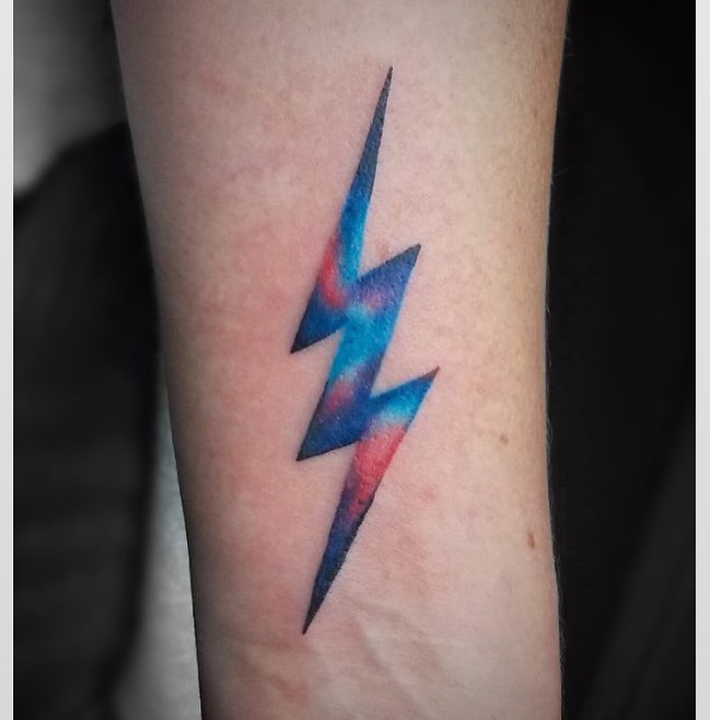 Vibrant lightning bolt tattoo art
