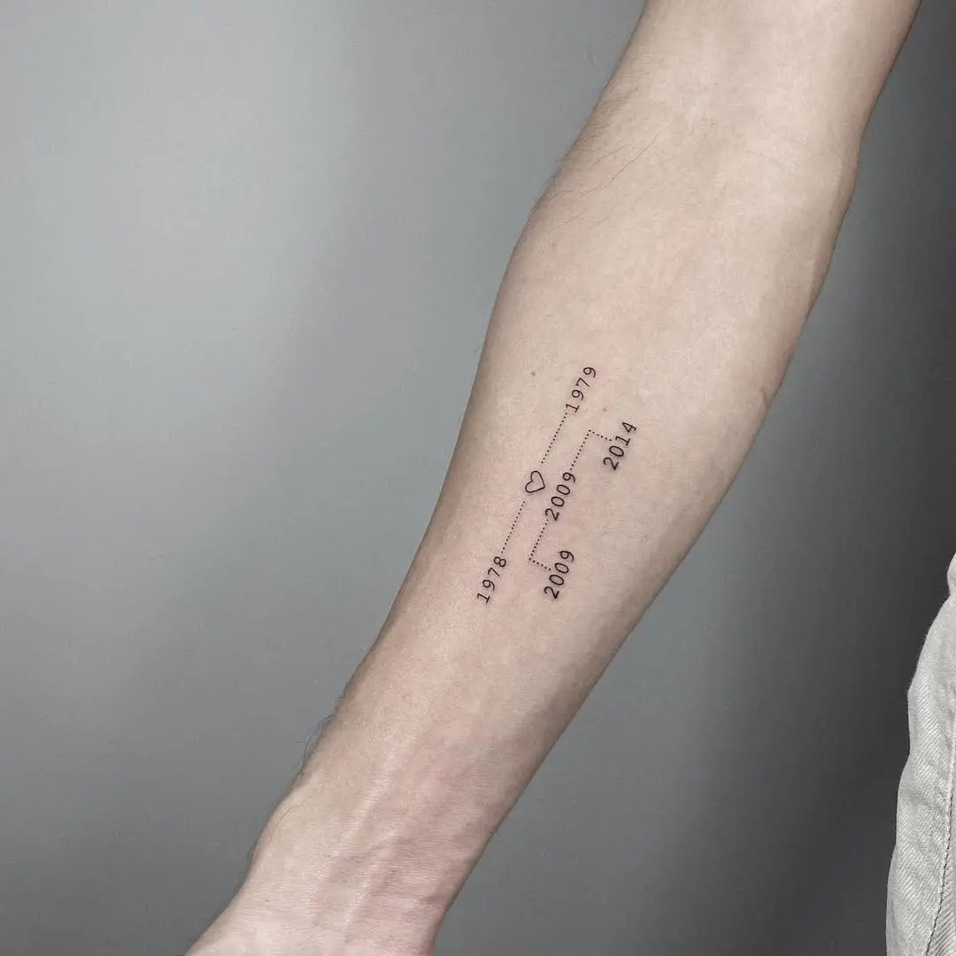 Meaningful dates connected by minimalist lines