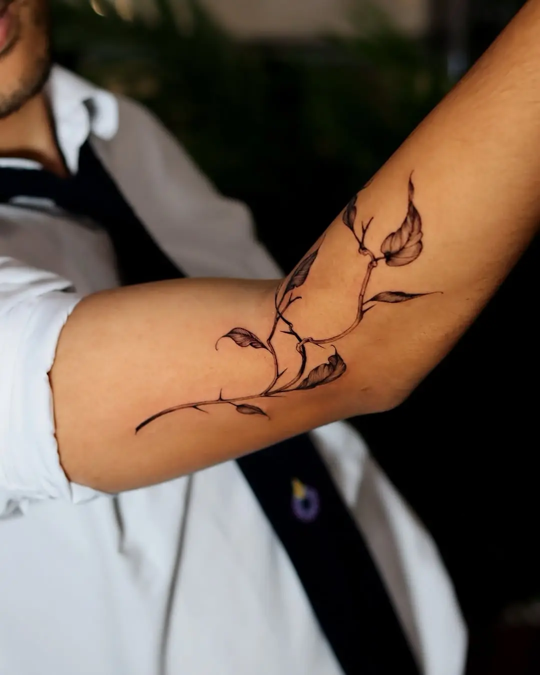Elegant branch tattoo on forearm