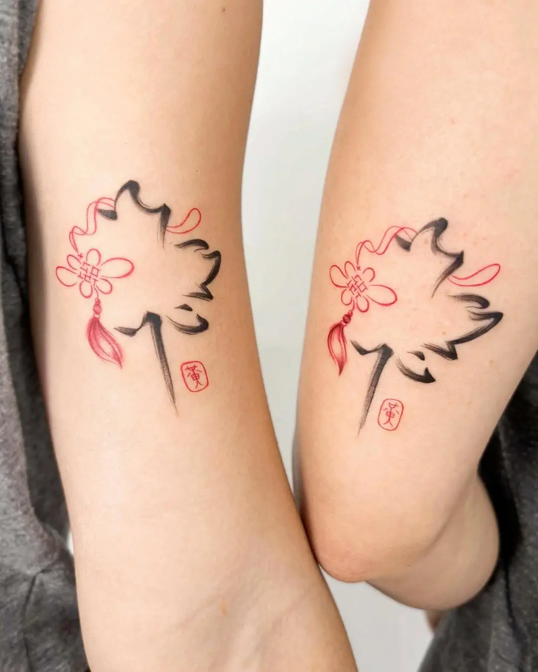 Elegant and artistic maple leaf tattoos