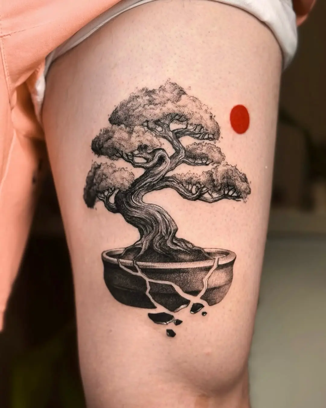 Stunning Bonsai Tattoo with Artistic Elements