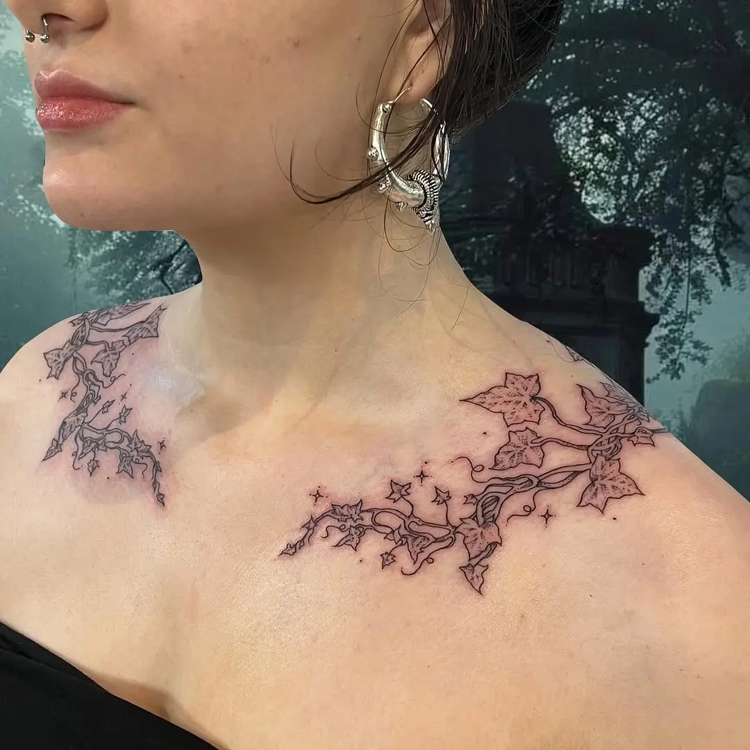 Delicate Ivy Tattoo with Intricate Detailing