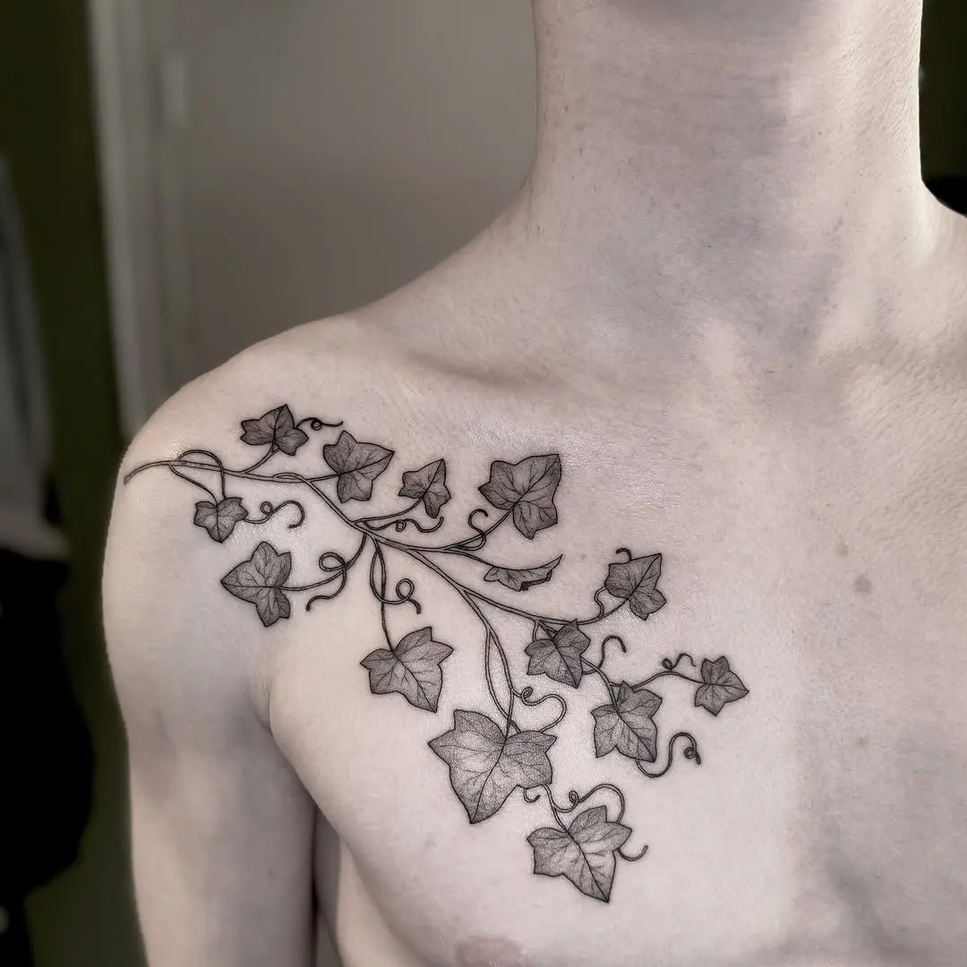 Elegant Ivy Tattoo Gracefully Adorning the Shoulder