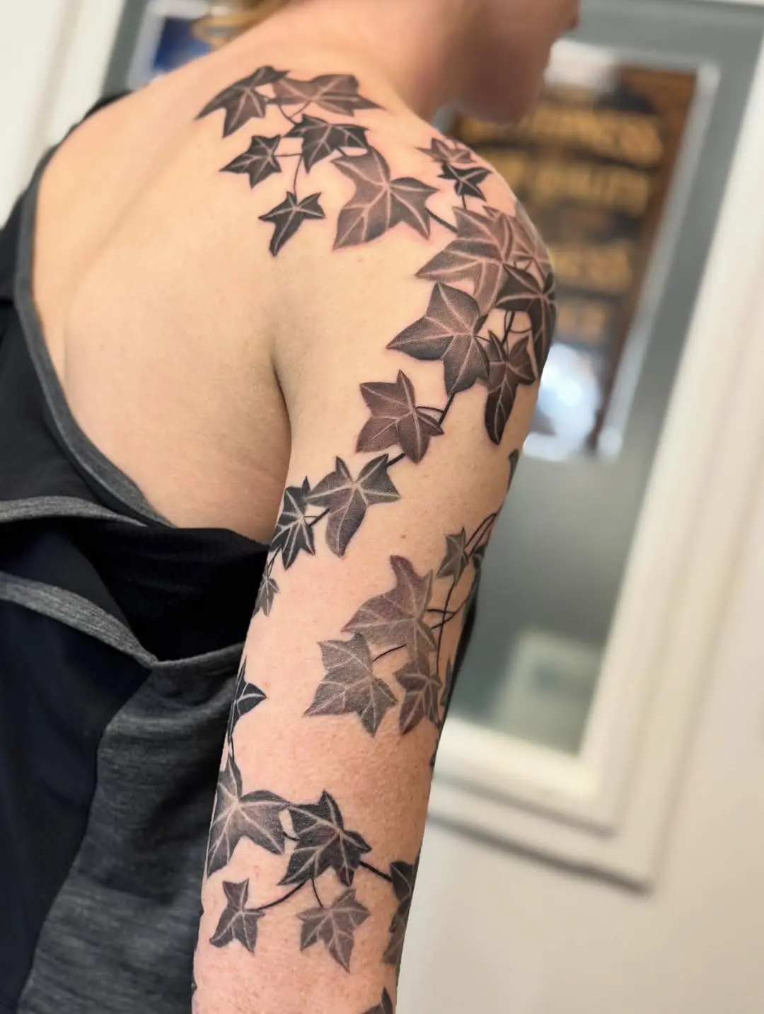Elegant Ivy Leaf Sleeve Tattoo Design