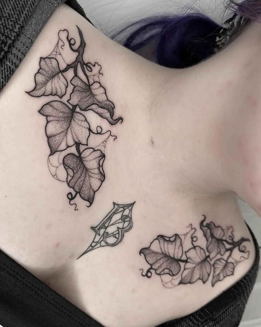 Elegant Ivy Tattoos with Intricate Shading
