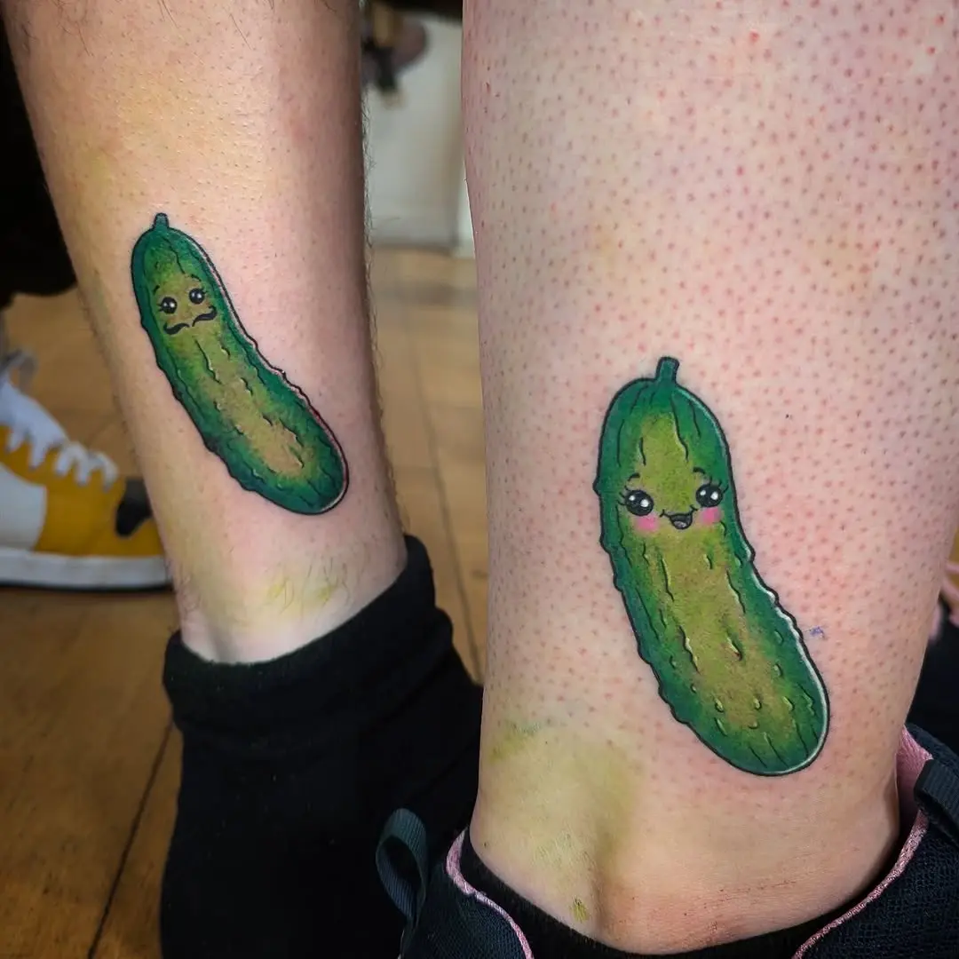 Adorably whimsical pickle tattoo designs