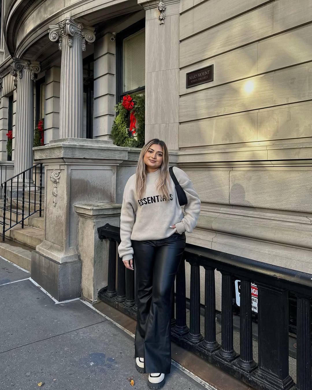 Chic Winter Look with Leather Pants