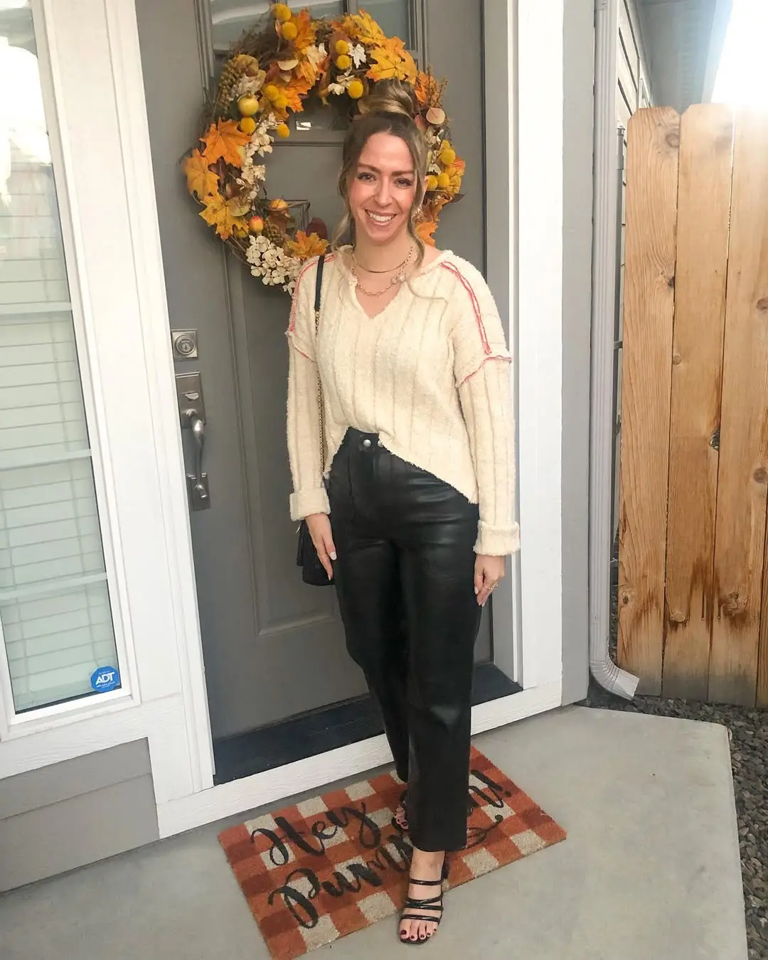 Chic Leather Pants with Cozy Sweater