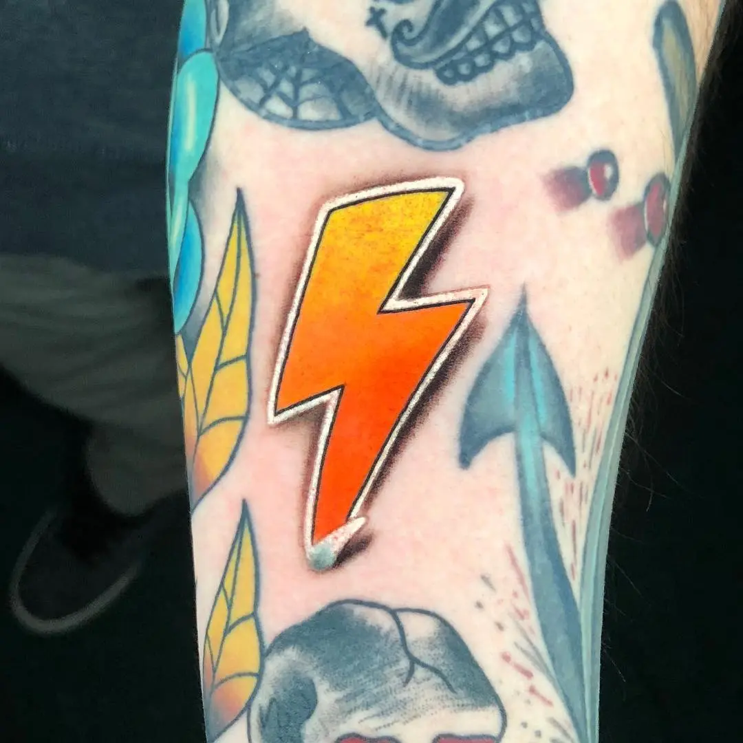Striking lightning bolt tattoo with bold colors