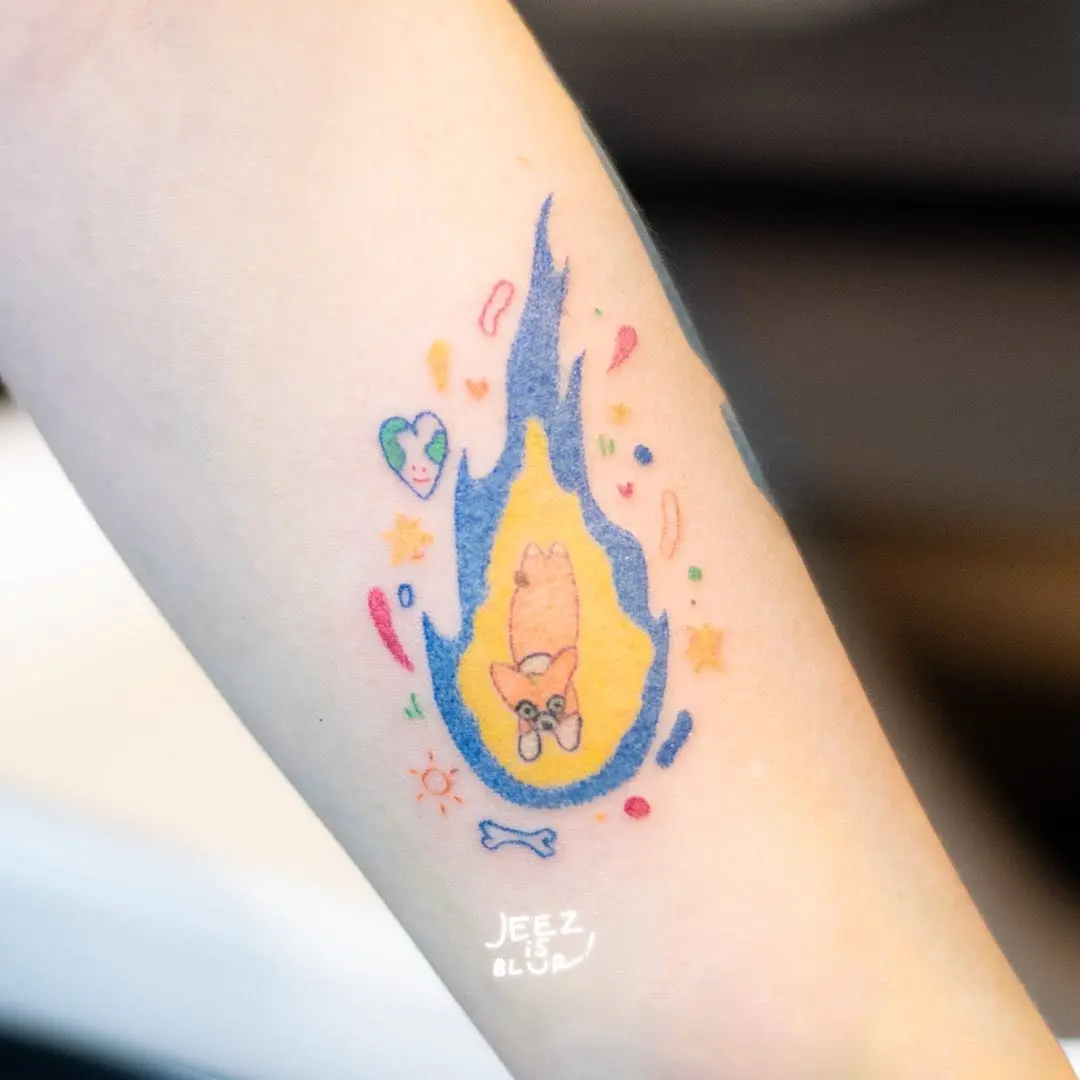 Vibrant meteor tattoo bursting with personality