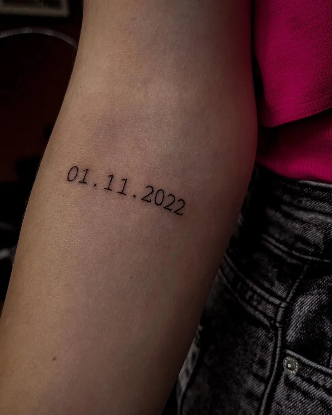 Minimalist Date Tattoo on Forearm